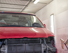 VW transporter front bumper removed for respray