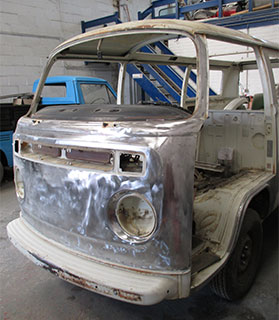 Volkswagen campervan sanded back to bare metal