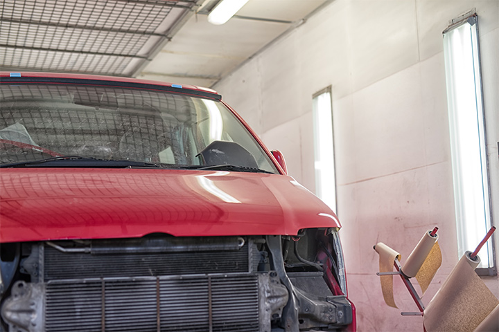 VW transporter front numper removed for respray